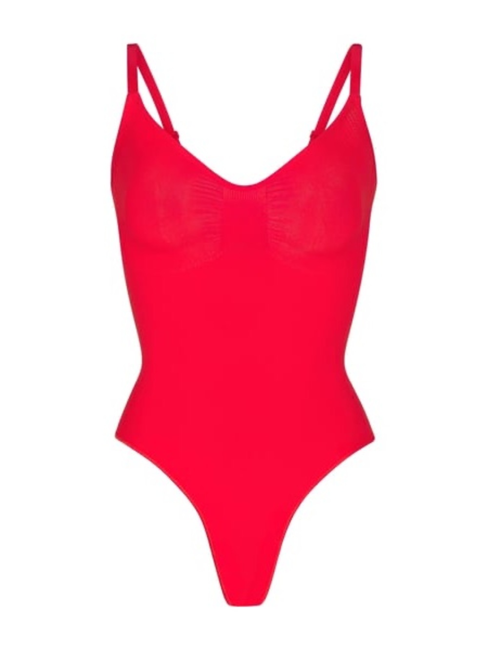 SKIMS Red Fits Everybody Seamless V-Neck Bodysuit